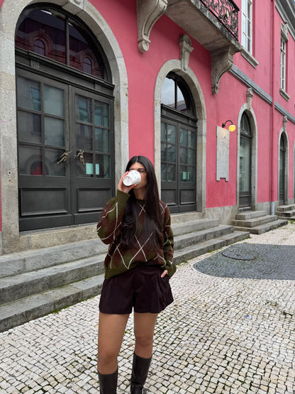 Maille à motif losanges kaki